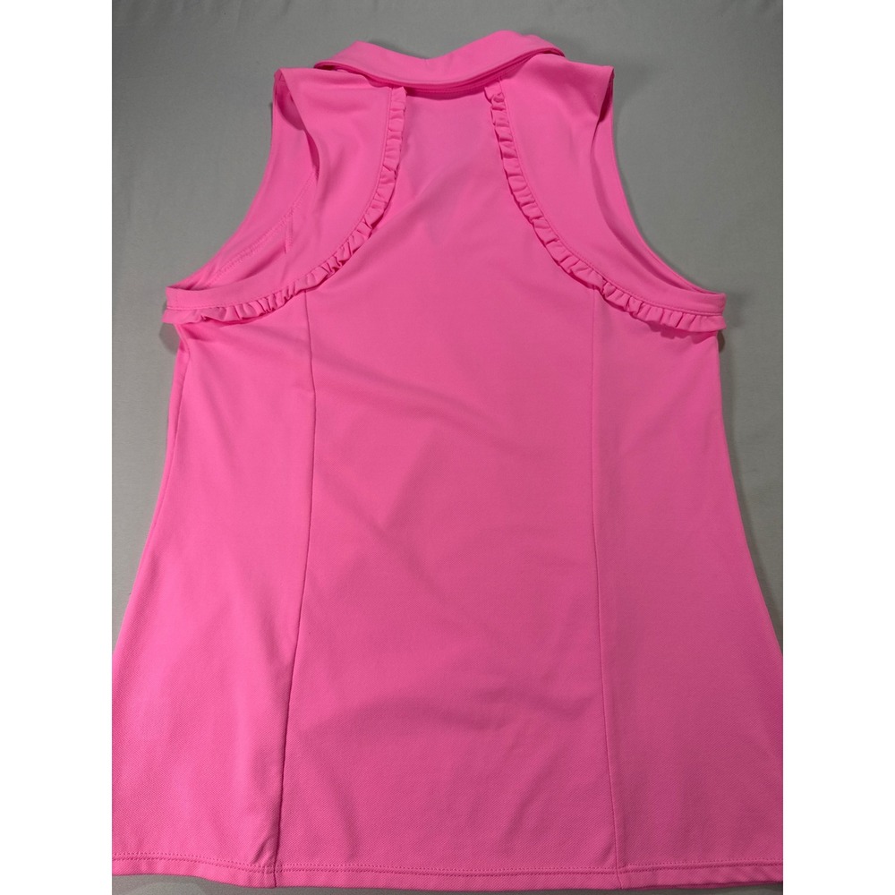 Lilly Pulitzer Luxletic Pink Sleeveless Ruffle Polo Golf Tennis Top Womens M - Picture 8 of 8